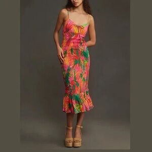 Farm Rio x Anthropologie Ruched Tie-Front Dress